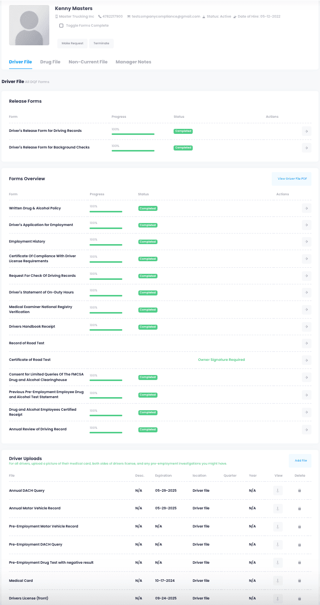 DOT Compliance Driver File